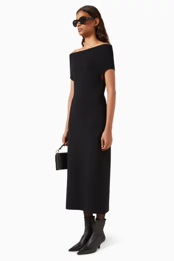 Off-shoulder Midi Dress in Double-knit