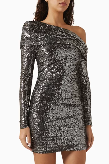 Nova One-shoulder Mini Dress in Stretch Mesh
