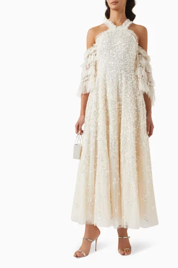 Floral Off-shoulder Gown in Tulle