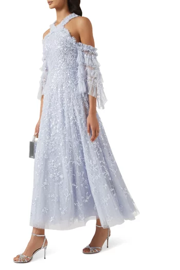 Floral Off-shoulder Gown in Tulle