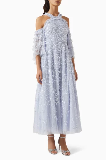 Floral Off-shoulder Gown in Tulle