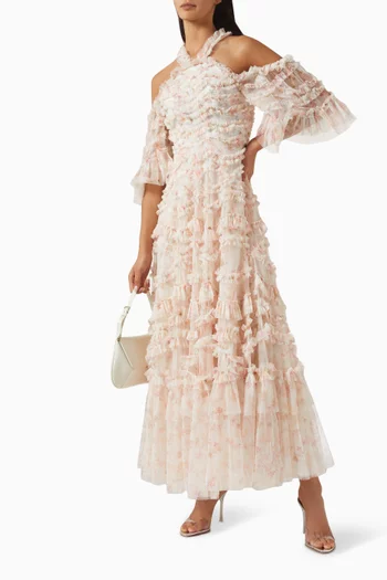 Ophelia Ditsy Off-Shoulder Gown in Tulle