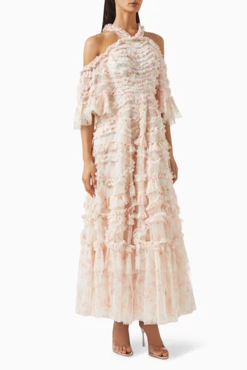 Ophelia Ditsy Off-Shoulder Gown in Tulle