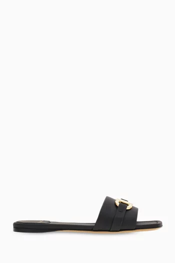 Gancini Flat Slides in Leather