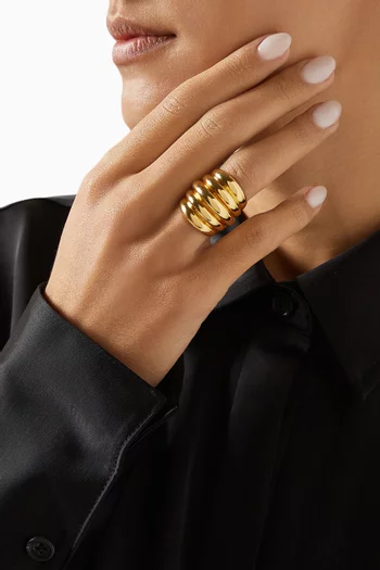 خاتم بتصميم مضلع نحاس مطلي ذهب عيار 22