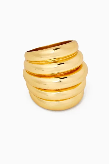 خاتم بتصميم مضلع نحاس مطلي ذهب عيار 22