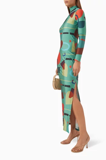 Modernism Open-back Maxi Dress in Lycra