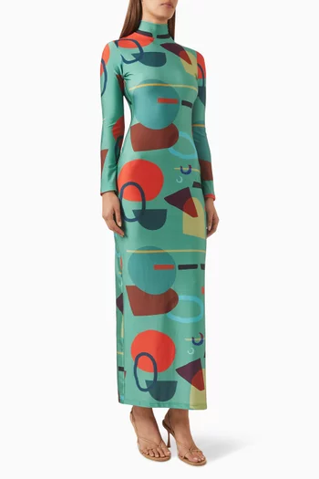 Modernism Open-back Maxi Dress in Lycra