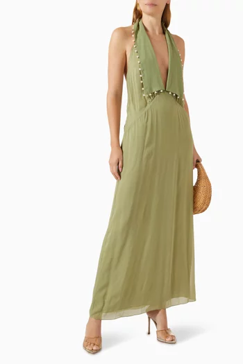 Pearl-embellished Maxi Dress