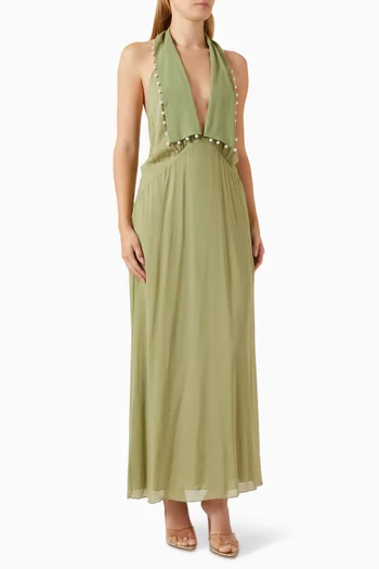 Pearl-embellished Maxi Dress