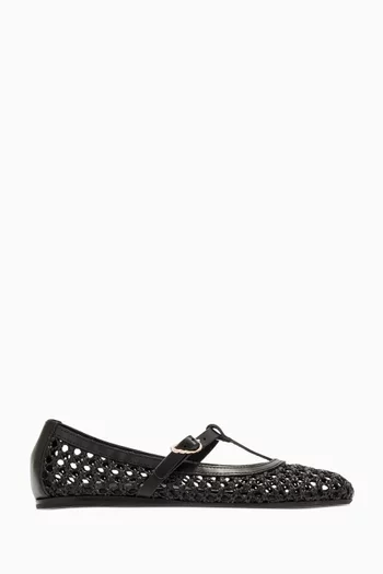 Aerati Ballet Flats in Raffia & Leather