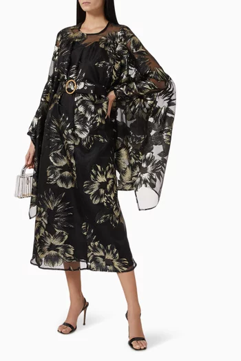 فستان بحزام ونقشة زهور