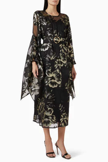 فستان بحزام ونقشة زهور