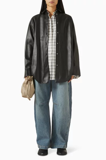 Curve-hem Shirt in Nappa Lambskin