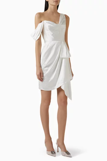 Asymmetric Mini Dress in Satin