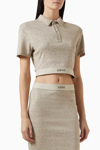 Crop Logo-waist Polo Shirt