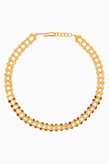 Mesh Crystal Choker in 18kt Gold-plated Brass