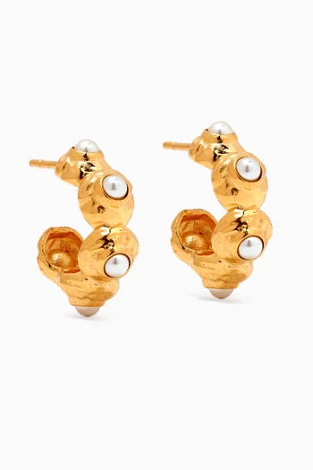 Mini Wave Hoop Earrings in 18kt Gold-plated Brass