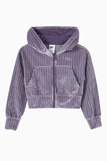 Full-Zip Ribbed Hoodie
