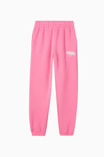 Buy Nike Pink Logo Sweatpants in Fleece For Girls Online Ounass Bahrain