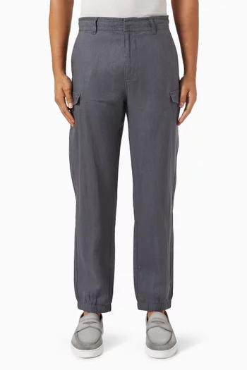 Cargo Jogger Pants in Stretch Linen