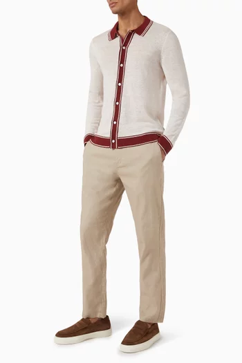 Polo Cardigan in Linen-jersey