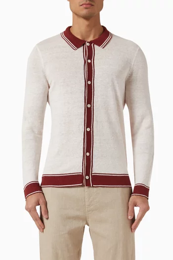 Polo Cardigan in Linen-jersey