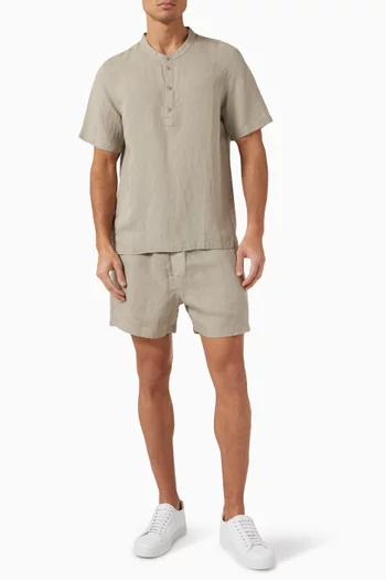 Home Henley T-shirt in Linen-blend