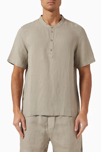 Home Henley T-shirt in Linen-blend