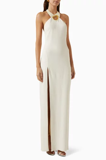 Sable Halter Neck Maxi Dress in Crepe