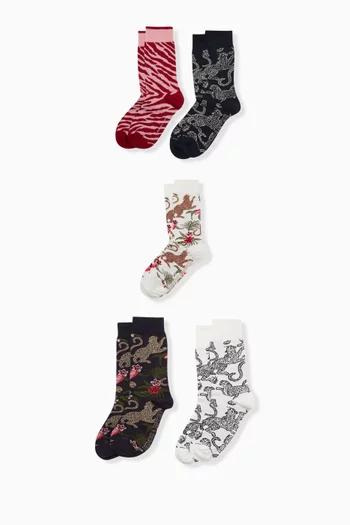 Printed Logo Socks, Set of 5