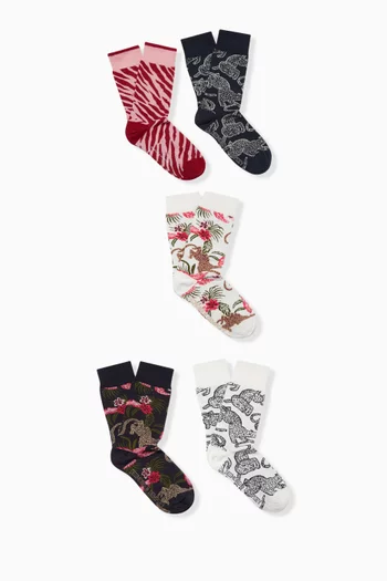 Printed Logo Socks, Set of 5