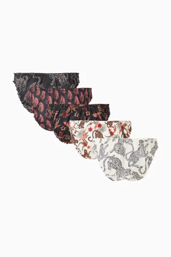 Printed Briefs in Cotton, Set of 5