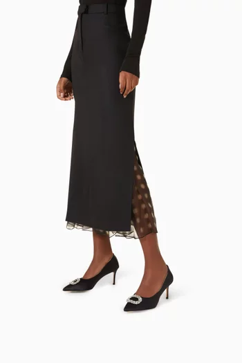 Novi 70 Crystal-brooch Pumps in Satin