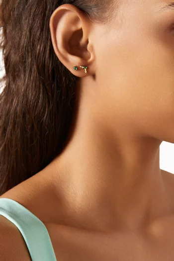 Sam's Emerald Earring Set in 14kt Gold-plated Silver, Set of 4