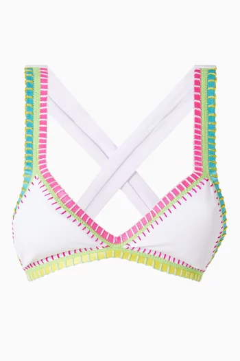 Crochet-trim Bikini Top in Stretch Nylon