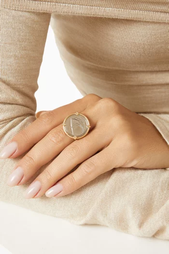 خاتم صك قافلة بعملة معدنية فئة 10 فلس ذهب عيار 18