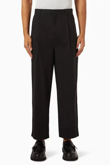 بنطال فضفاض بساق مستقيمة قطن تويل