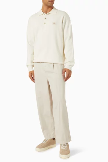 بنطال فضفاض بساق مستقيمة قطن تويل