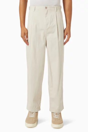 بنطال فضفاض بساق مستقيمة قطن تويل