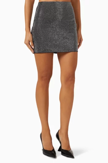 Crystal-embellished Mini Skirt in Cotton-blend