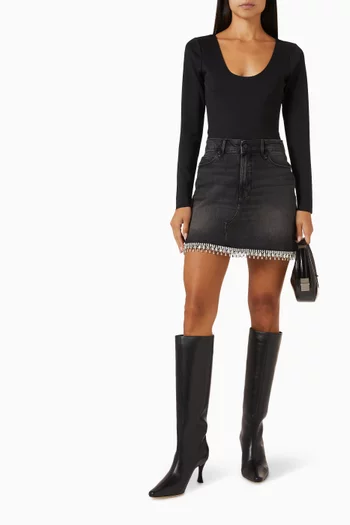 Crystal-trim Mini Skirt in Denim