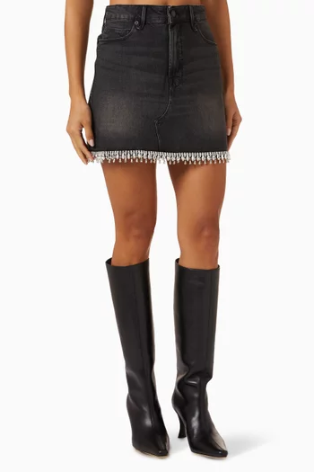 Crystal-trim Mini Skirt in Denim
