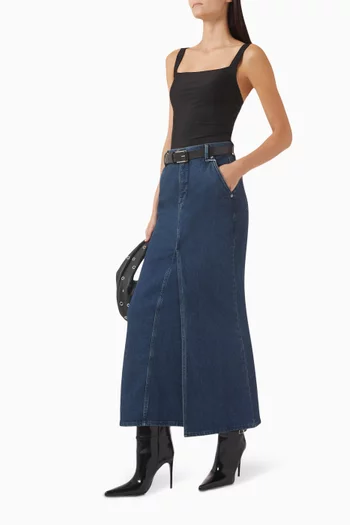 Fit & Flare Maxi Skirt in Demim