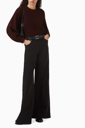 سترة بأكمام دولمان وفتحة رقبة مستديرة صوف وكشمير