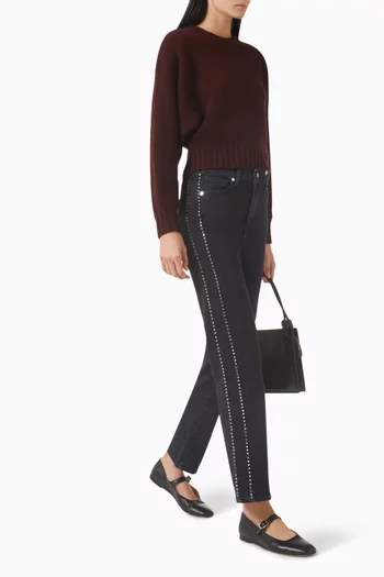 Le Sleek Straight-leg Studded Jeans in Denim