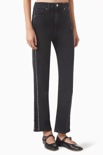 Le Sleek Straight-leg Studded Jeans in Denim
