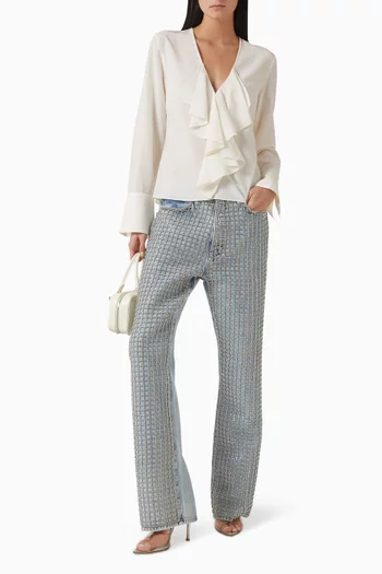 Ruffle V-Neck Blouse in Silk