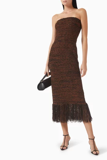 Fringe Midi Dress in Bouclé