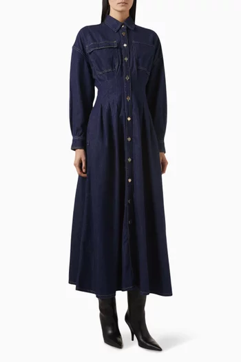 The Nipped Maxi Dress in Cotton Blend